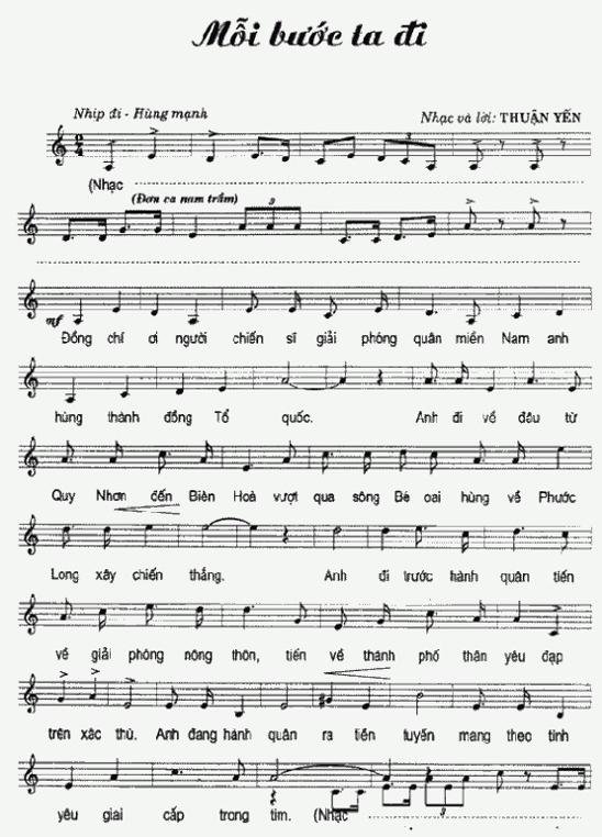 Sheet nhạc Mỗi Bước Ta Đi